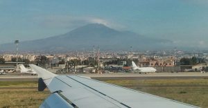 Catania Airport with the smoking Etna in the background